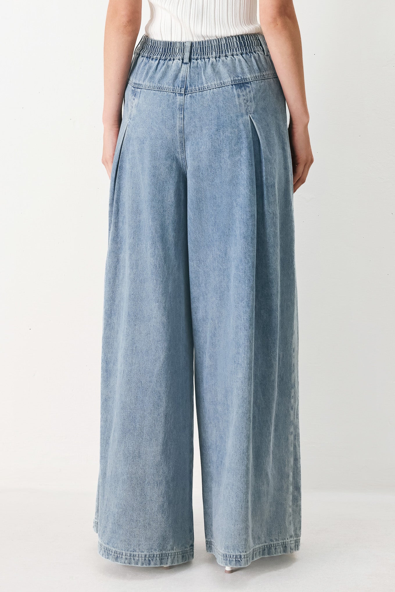 Cloud Wash Palazzo Denim Pants