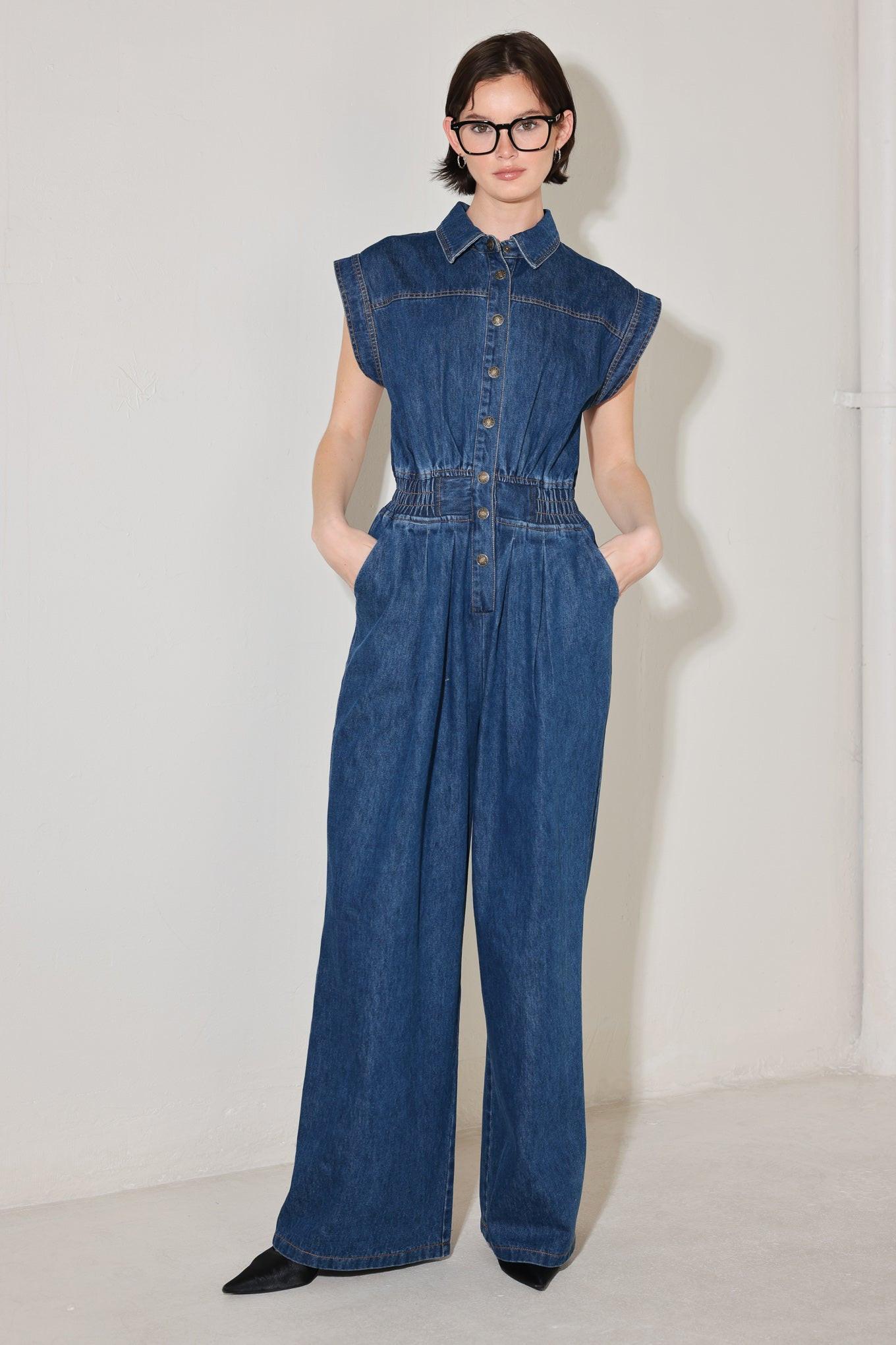 Power Play Denim Jumpsuit