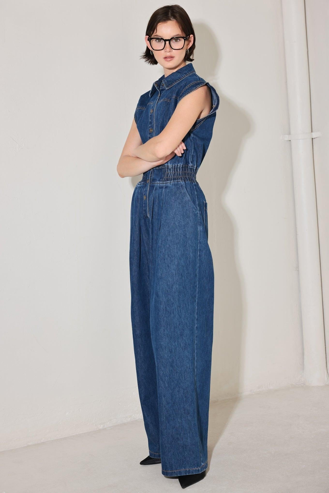 Power Play Denim Jumpsuit