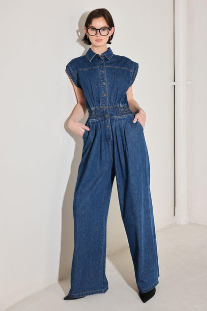 Power Play Denim Jumpsuit