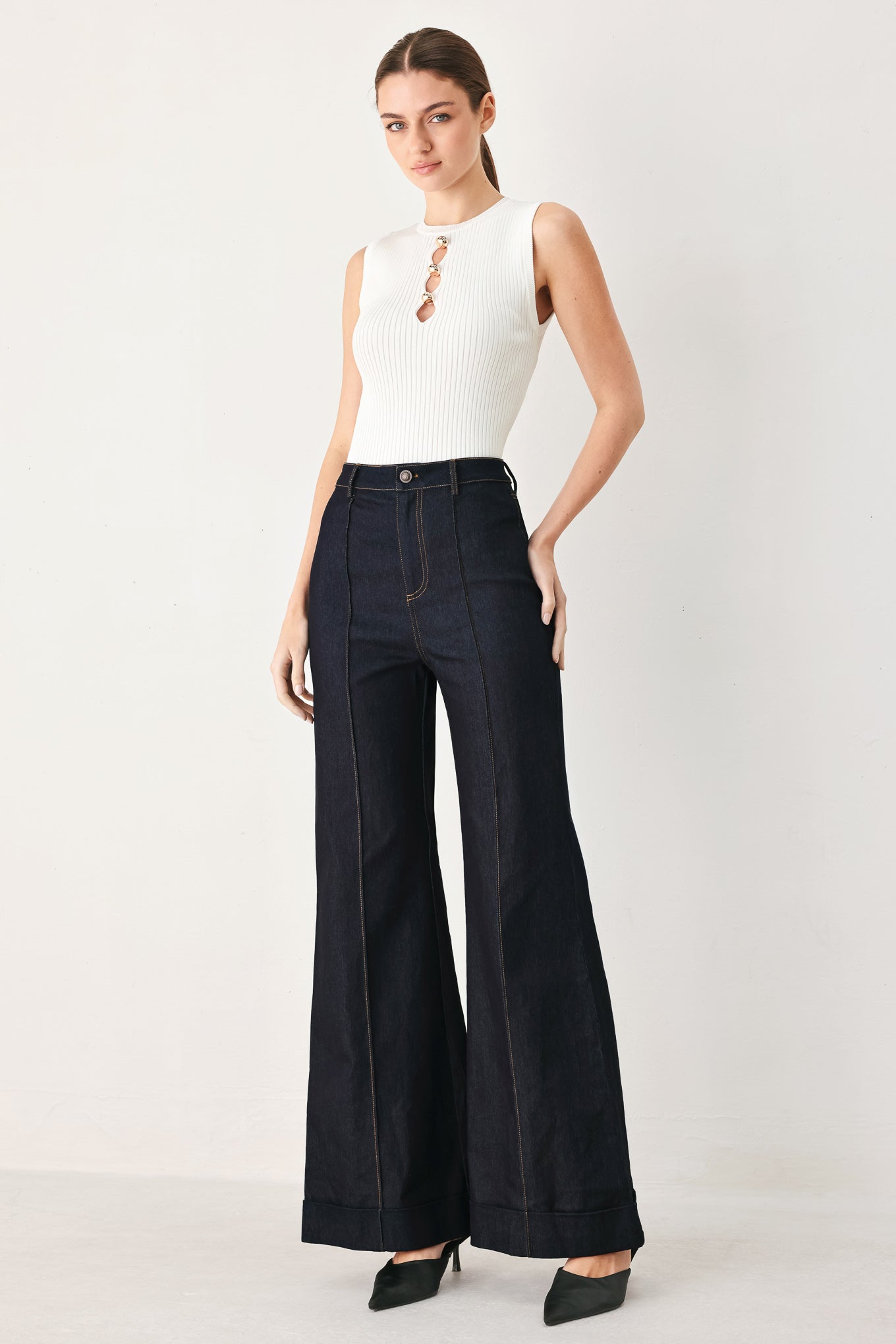 Contrast Stitch Denim Pants