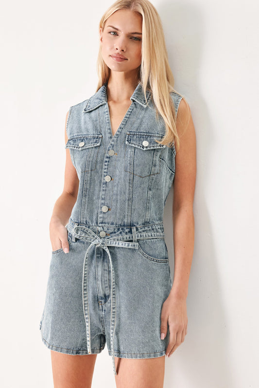 Weekend Blue Look Denim Romper