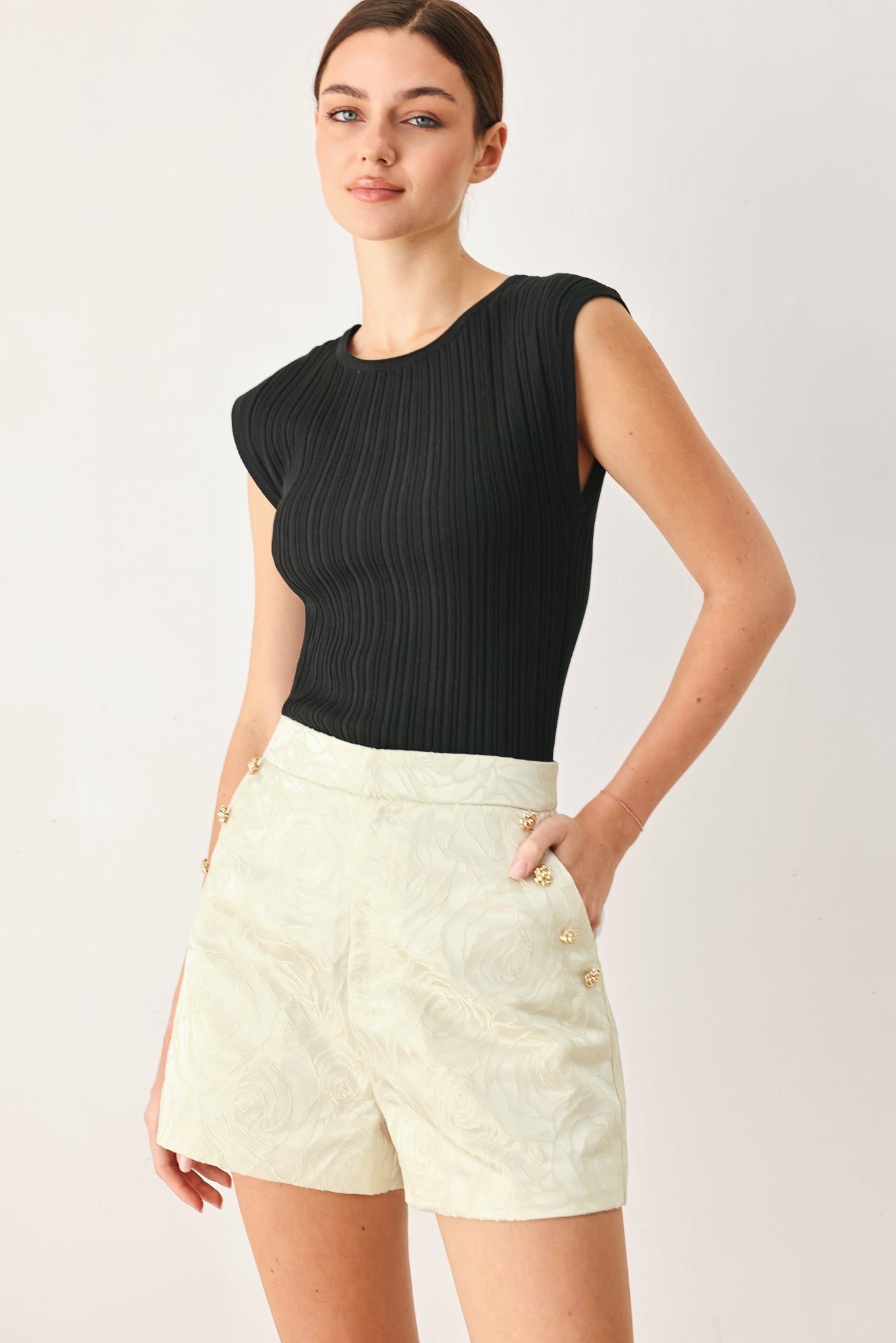 Marzipan Floral Woven Jacquard Shorts
