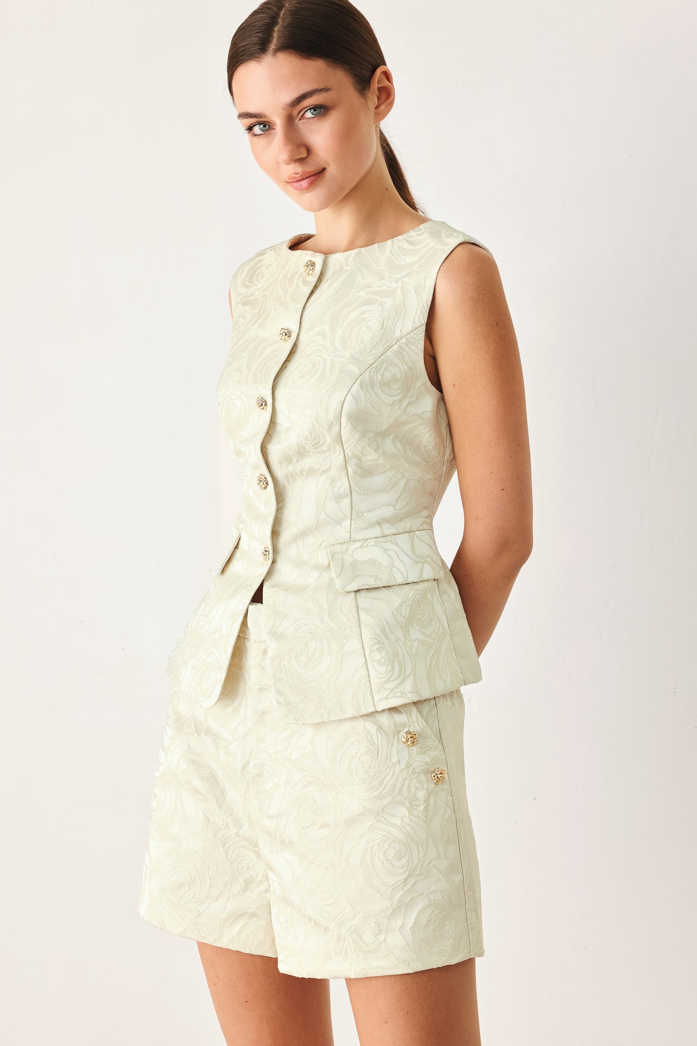 Marzipan Floral Woven Jacquard Shorts