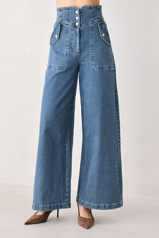 Briar Blue Flared Denim Pants