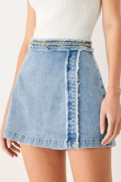 Skyward Linked Denim Crop Skort