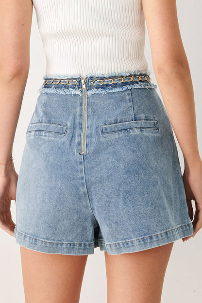 Skyward Linked Denim Crop Skort