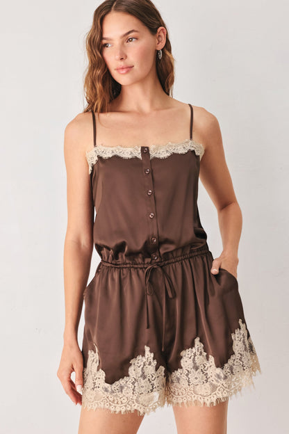 Vintage Mocha Woven Romper