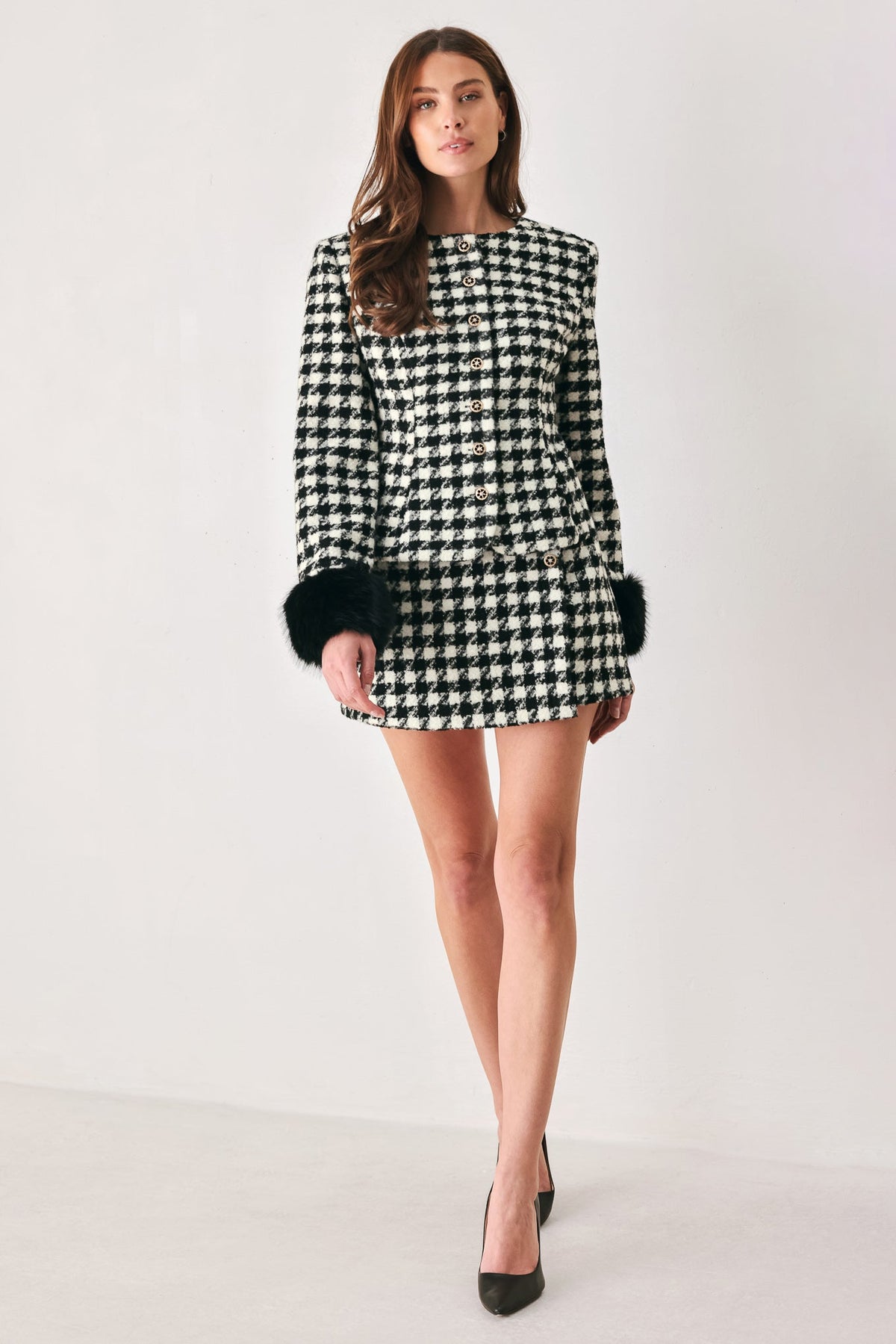 Paris Houndstooth Black/white Skort