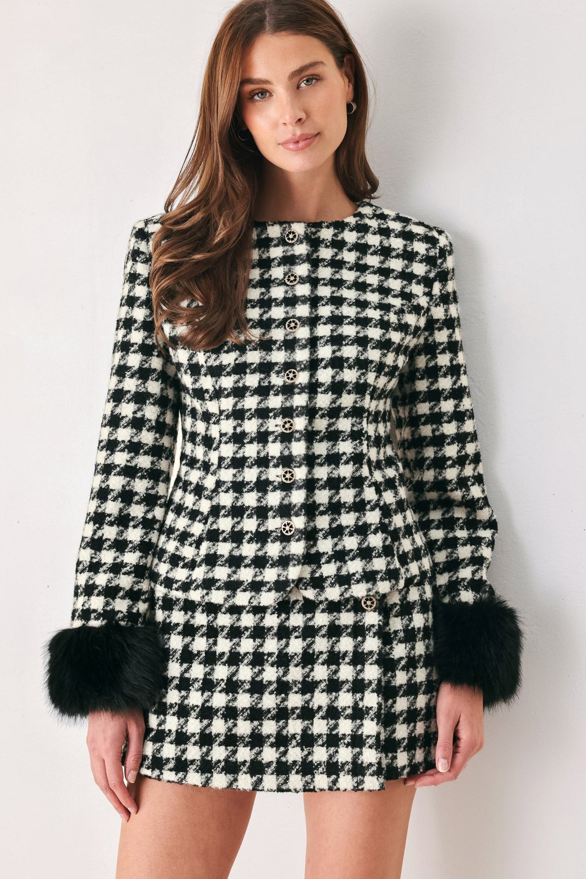 Paris Houndstooth Black/white Skort