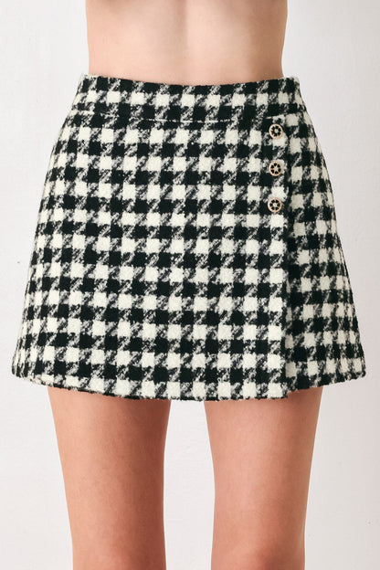 Paris Houndstooth Black/white Skort