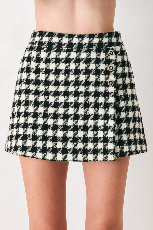 Paris Houndstooth Black/white Skort