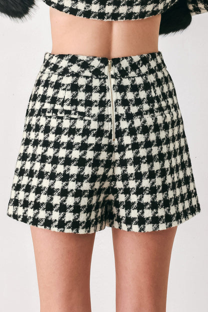 Paris Houndstooth Black/white Skort