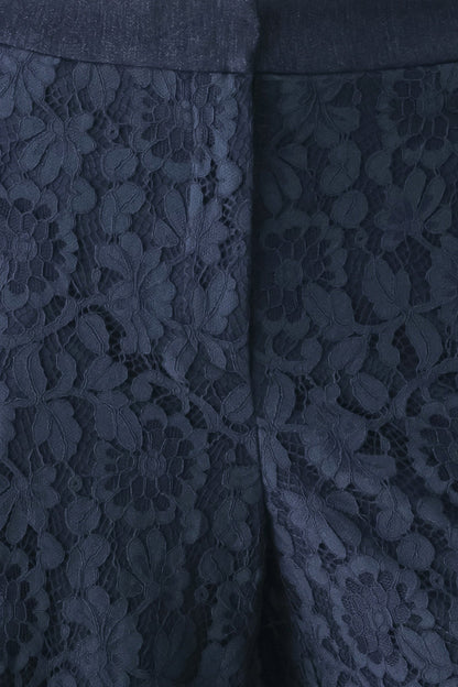 Midnight Petal Flow Woven Lace Pants