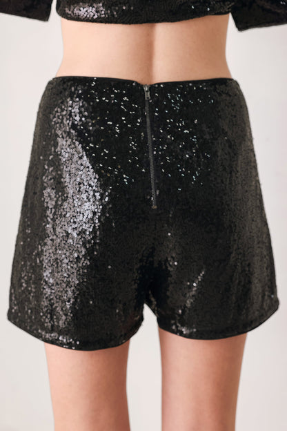 Midnight Disco Black Sequin Skort