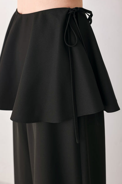 Noir Layer Black Skirt-overlay Pants