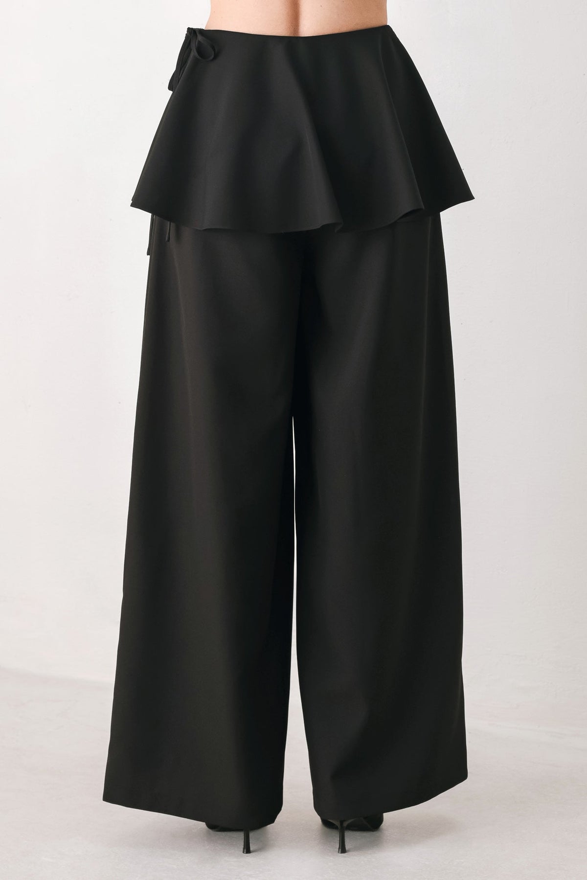 Noir Layer Black Skirt-overlay Pants