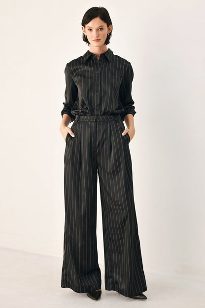 City After Dark Striped Wide Leg Pants
