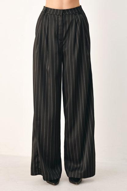 City After Dark Striped Wide Leg Pants