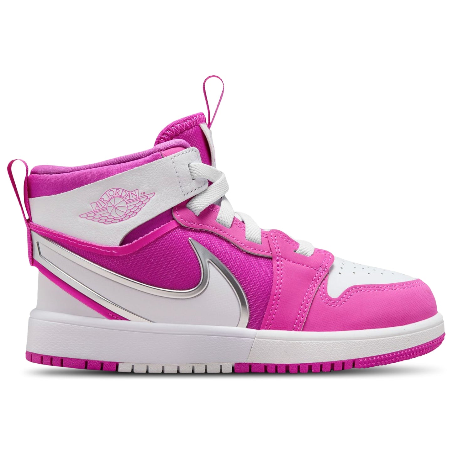 [fq1282-601] Preschool Air Jordan Retro 1 Mid Rm Easyon 'fire Pink White'