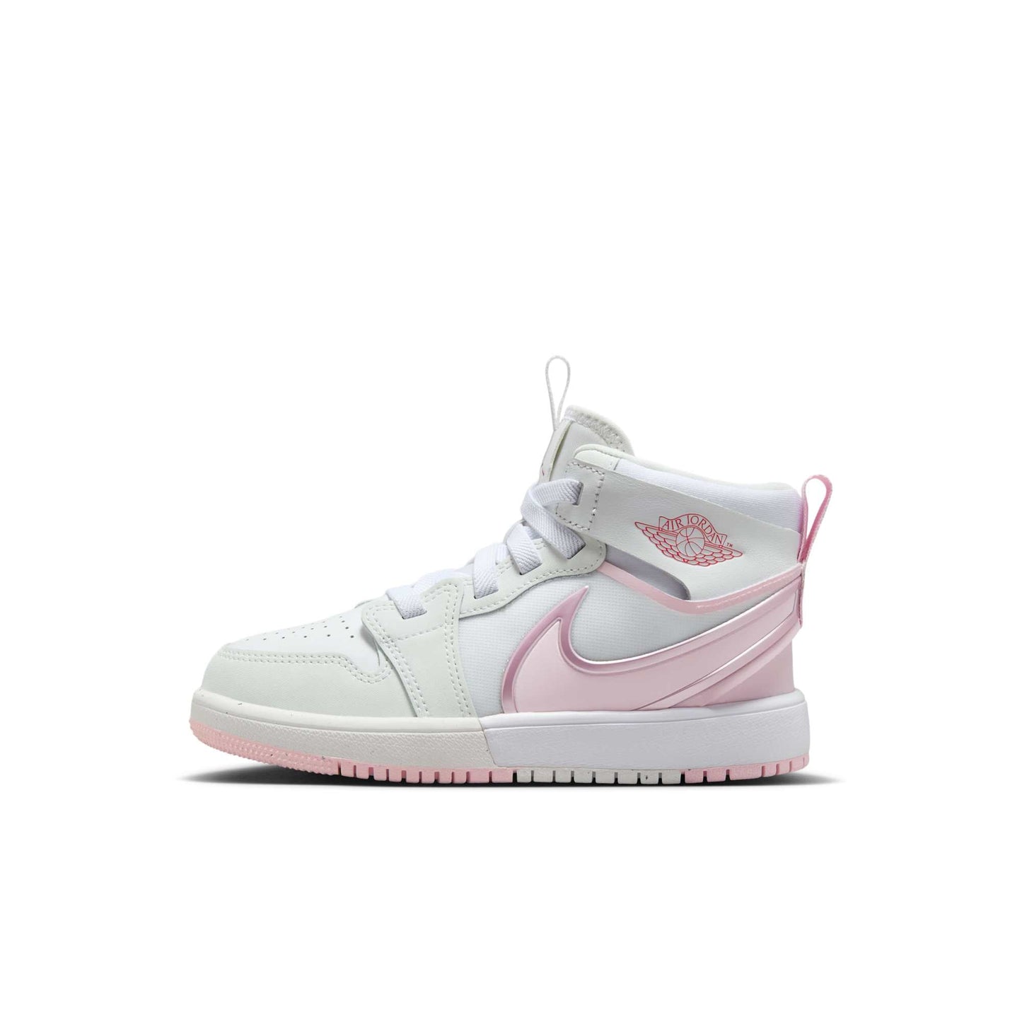 Preschool Air Jordan Retro 1 Mid Rm Easy On 'White Fire Red Pink Foam'