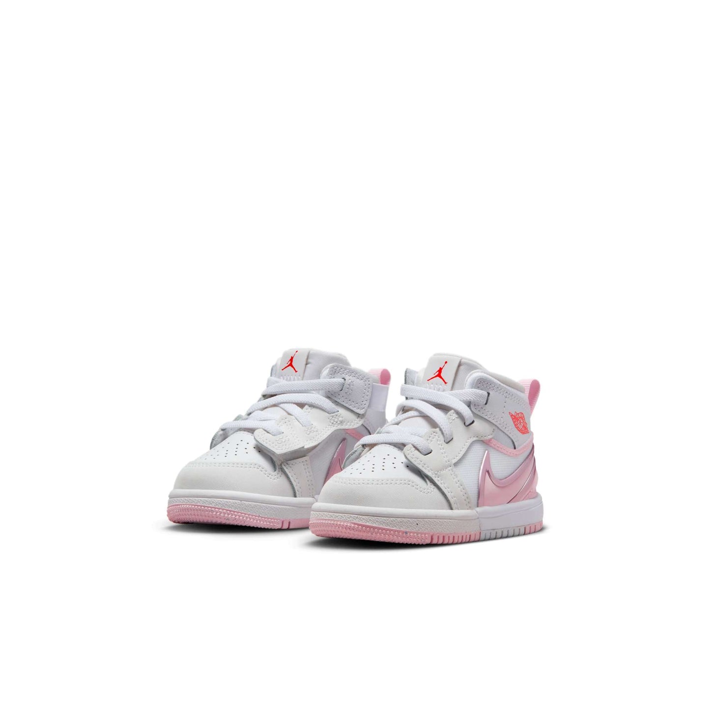 Air Jordan Toddlers Retro 1 Mid Rm Easyon 'White Fire Red Pink Foam' Shoes