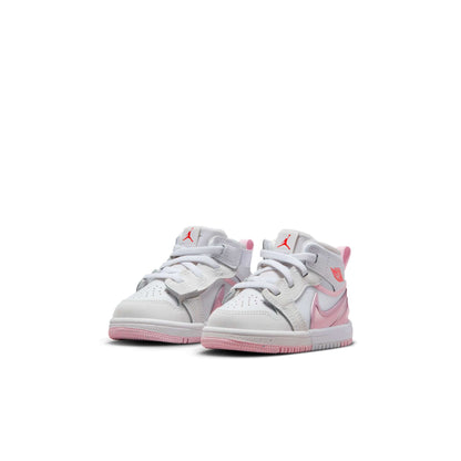 Air Jordan Toddlers Retro 1 Mid Rm Easyon 'White Fire Red Pink Foam' Shoes