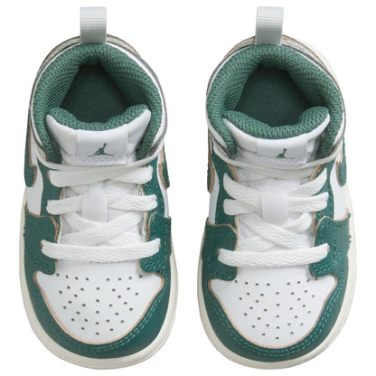 [fq8086-103] Toddlers Air Jordan Retro 1 Mid Se 'white Sail Neutral Grey Oxidized Green'