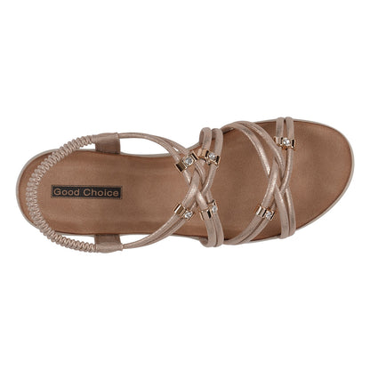 Women's Fran Gold Strappy Wedge Sandals