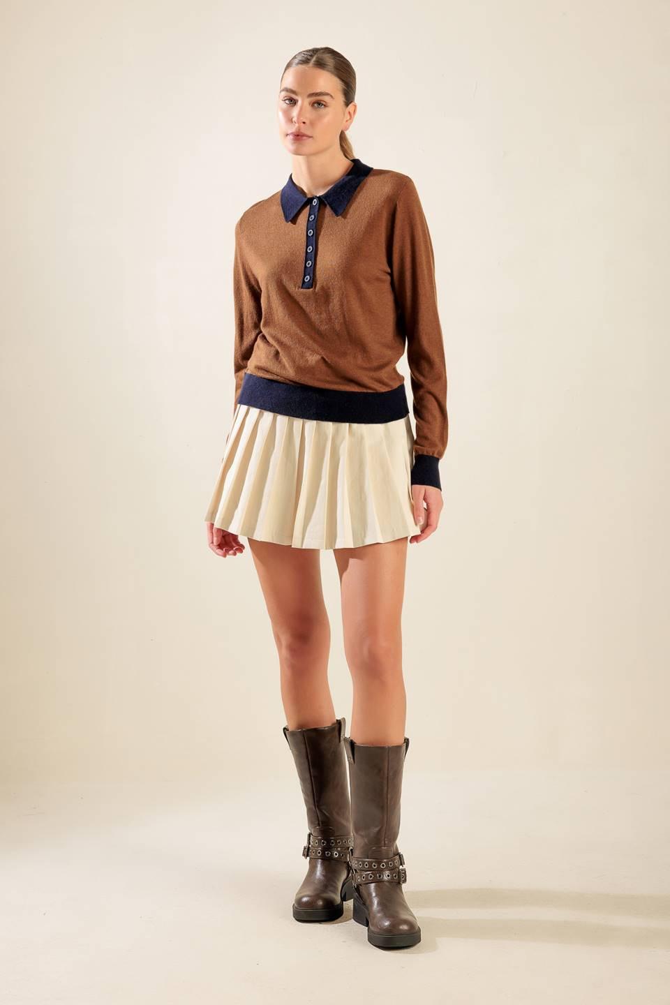 Hidden Reflections Sweater Polo Top