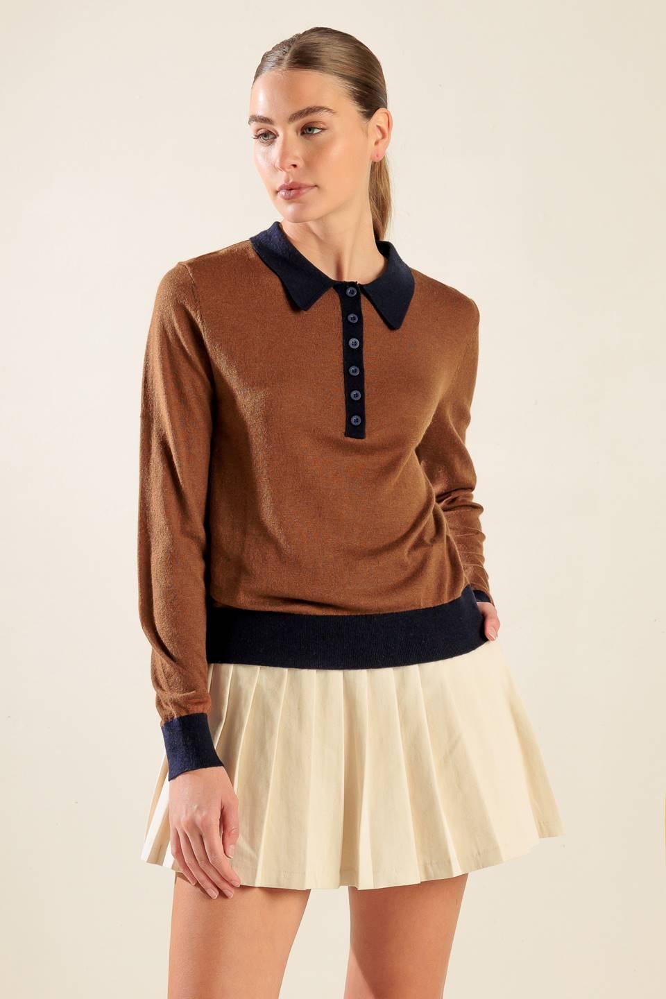 Hidden Reflections Sweater Polo Top