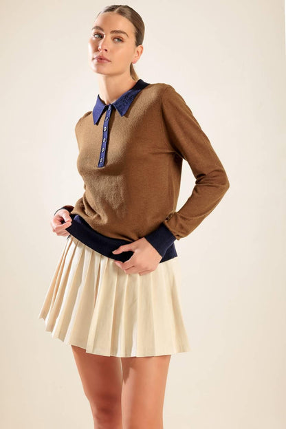 Hidden Reflections Sweater Polo Top