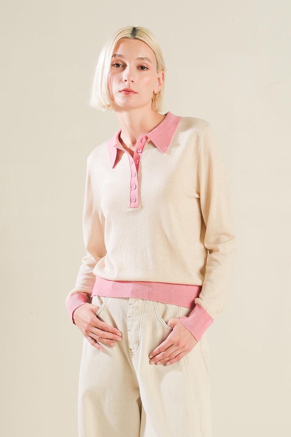 Hidden Reflections Sweater Polo Top