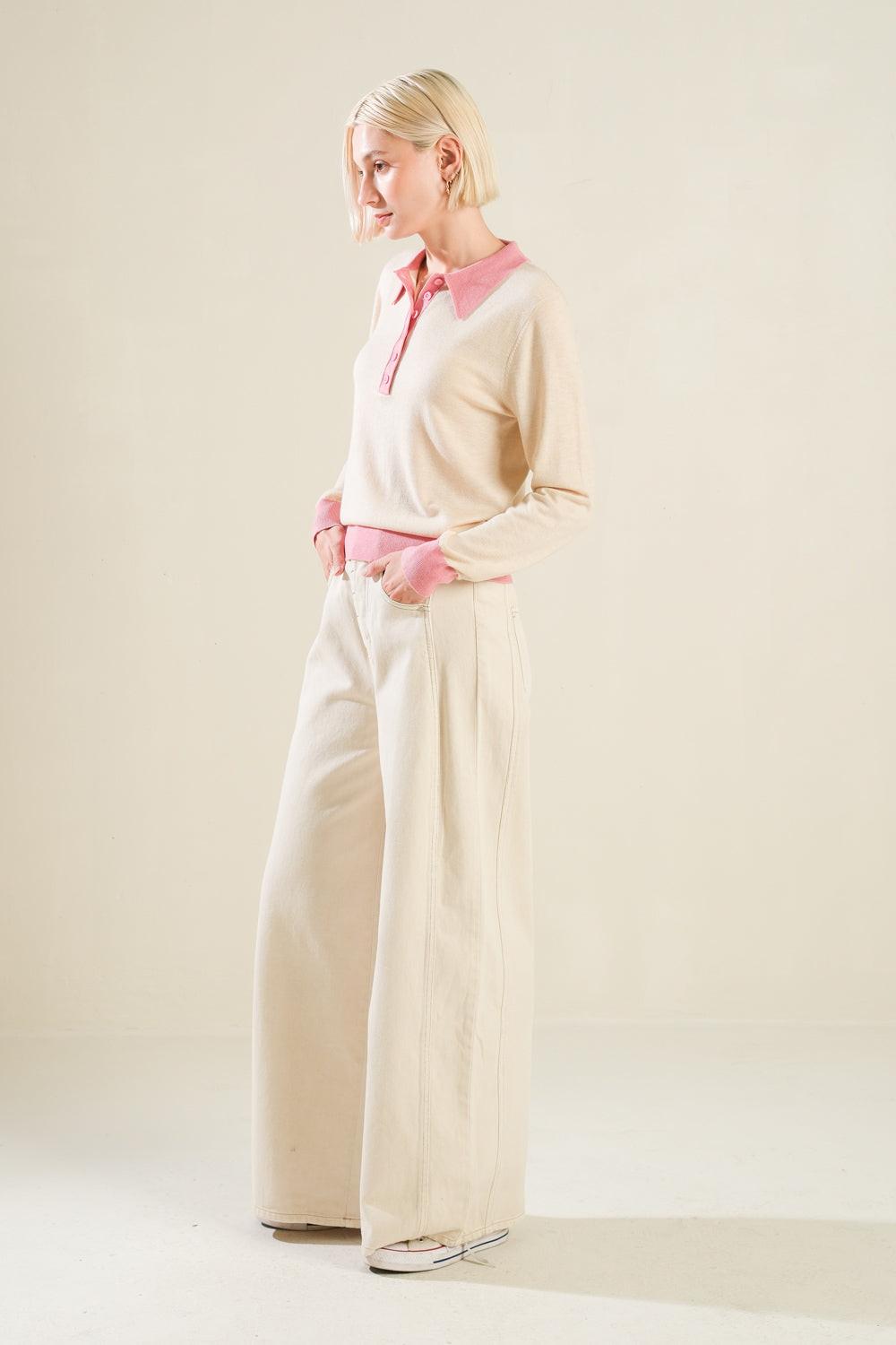 Hidden Reflections Sweater Polo Top