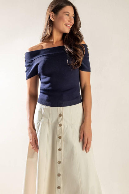 Time for Tea Off Shoulder Sweater Top