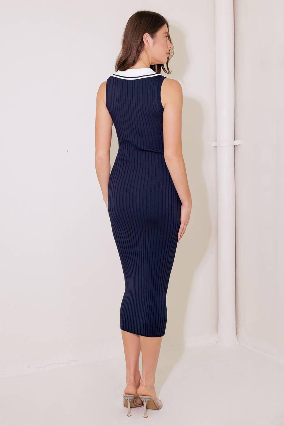 So Magnetic Navy Sweater Midi Dress