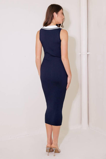 So Magnetic Navy Sweater Midi Dress