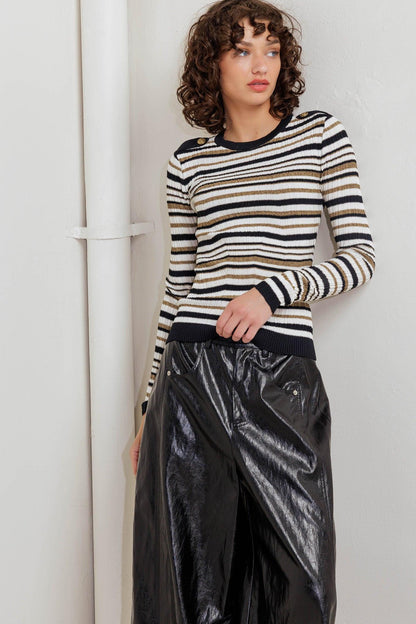 Sweet Stripe Muse Sweater Knit Top