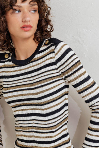Sweet Stripe Muse Sweater Knit Top
