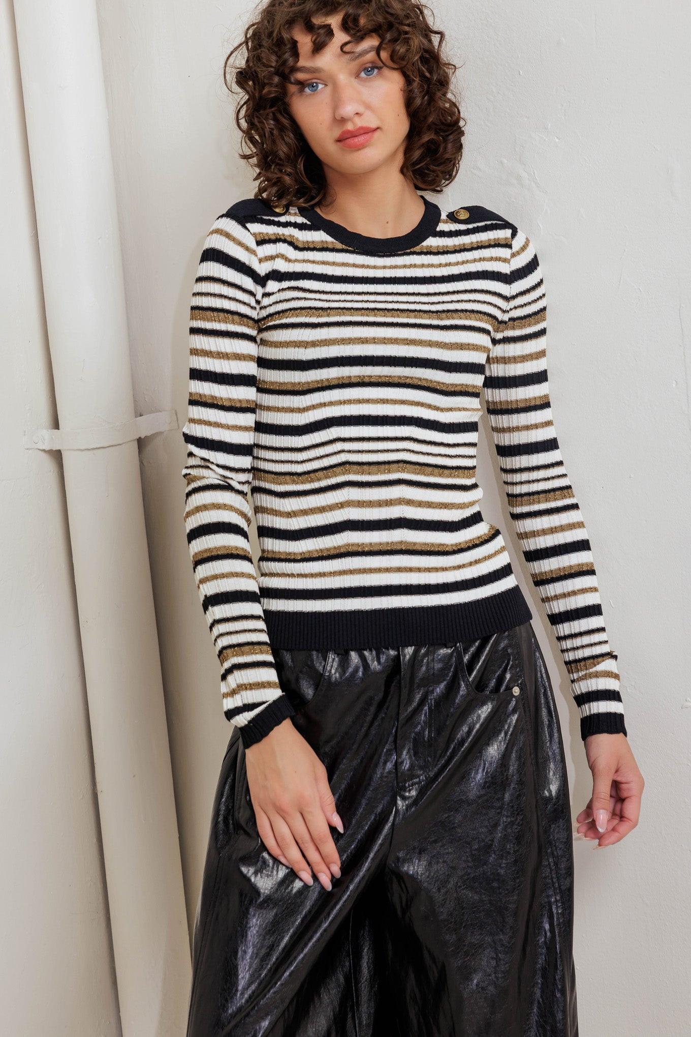 Sweet Stripe Muse Sweater Knit Top