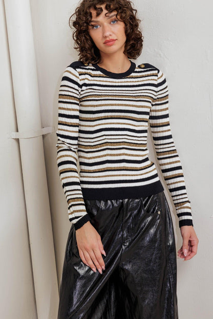 Sweet Stripe Muse Sweater Knit Top