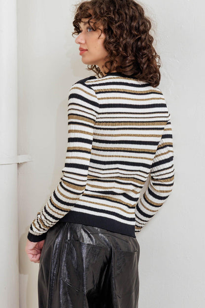Sweet Stripe Muse Sweater Knit Top