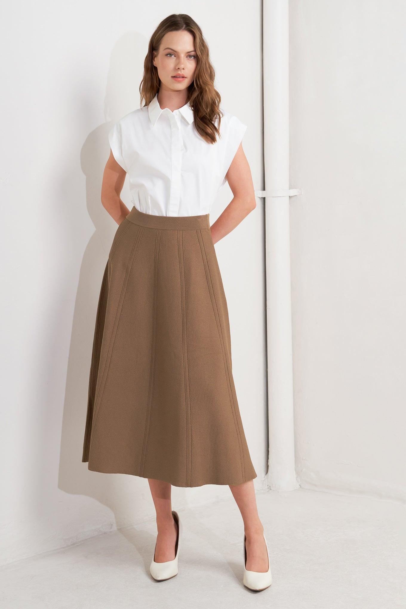 Latte Lane Sweater Knit Circle Skirt