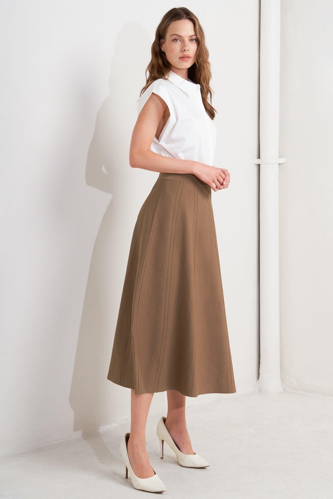 Latte Lane Sweater Knit Circle Skirt
