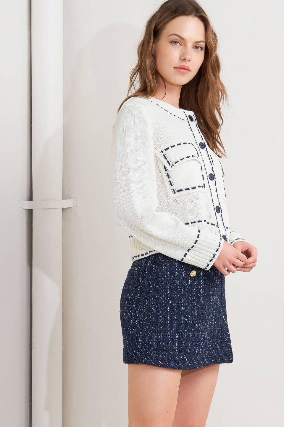 Mono Frame Sweater Knit Top