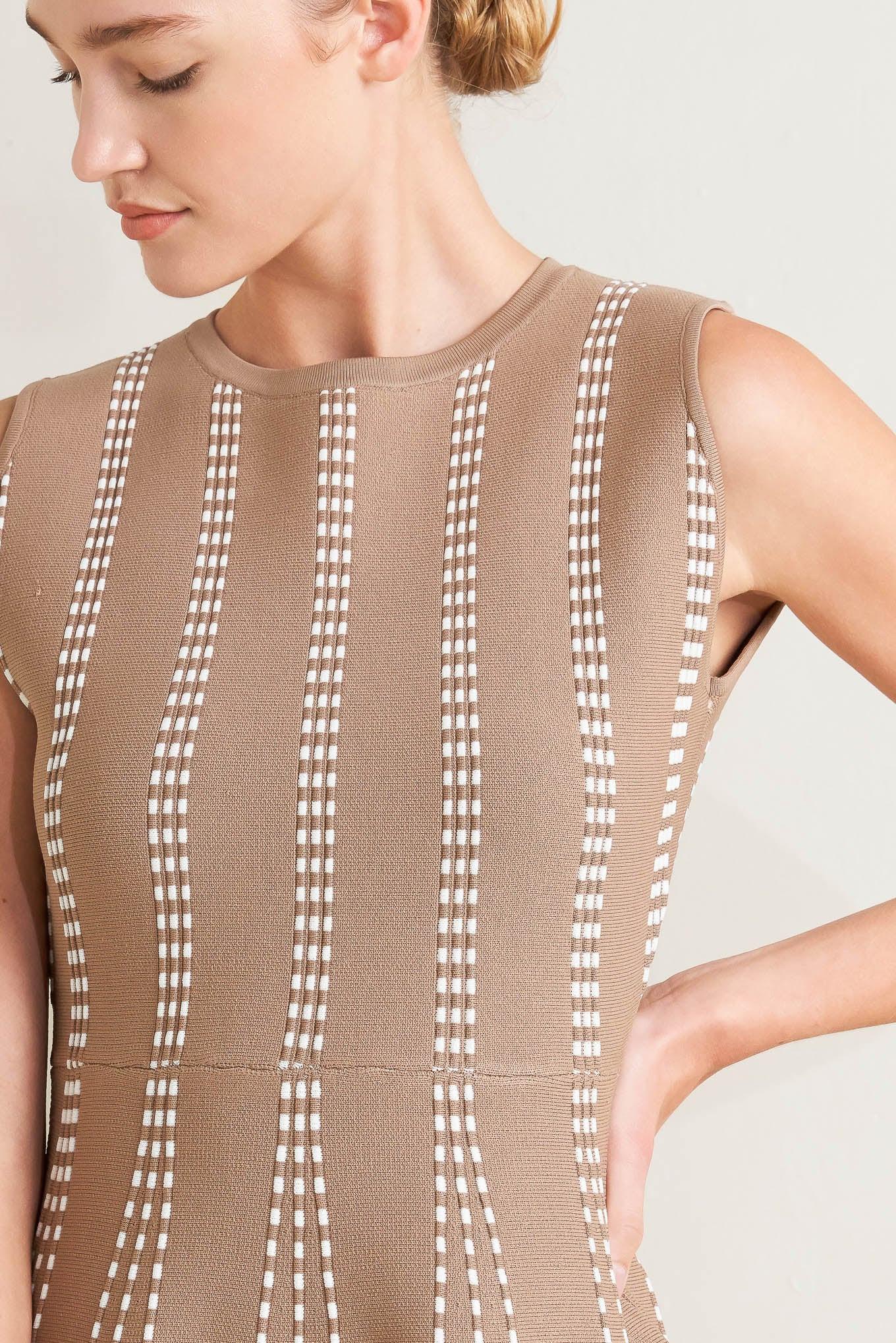 PERFECTLY POISED JACQUARD SWEATER MIDI DRESS l FREEMARKET MOCHA/WHITE / M