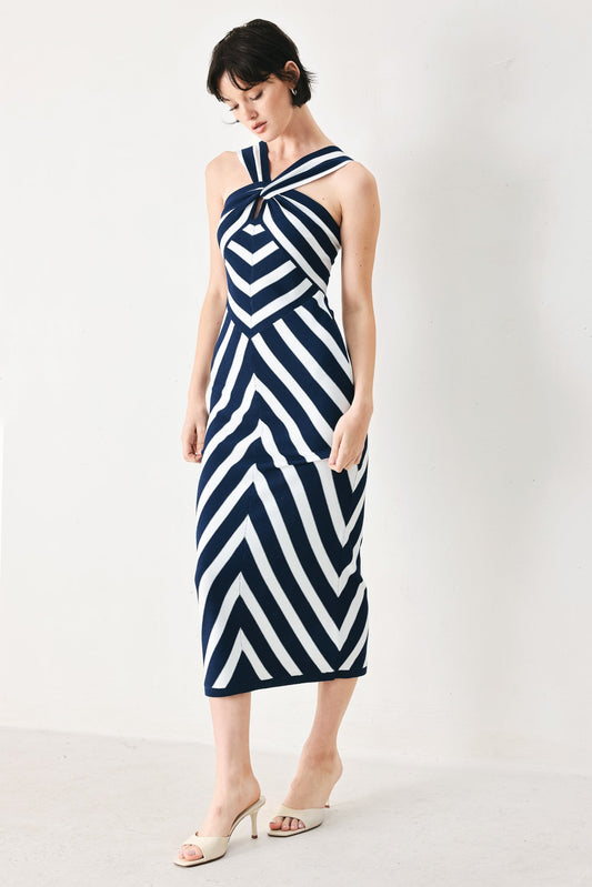 Deep Blue Love Sweater Knit Midi Dress