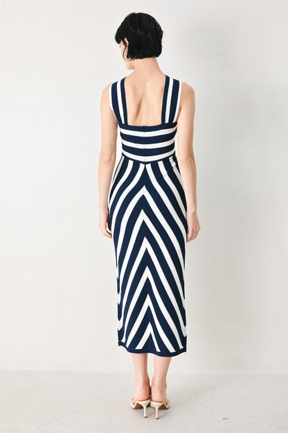 Deep Blue Love Sweater Knit Midi Dress
