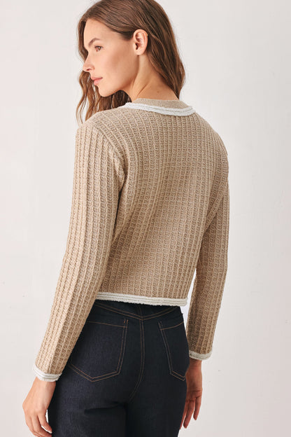 Camelia Contrast-border Cardigan