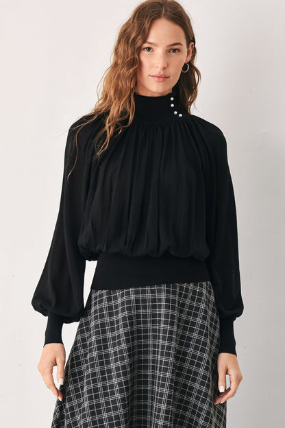 Macadamia Draped Sweater Knit Top